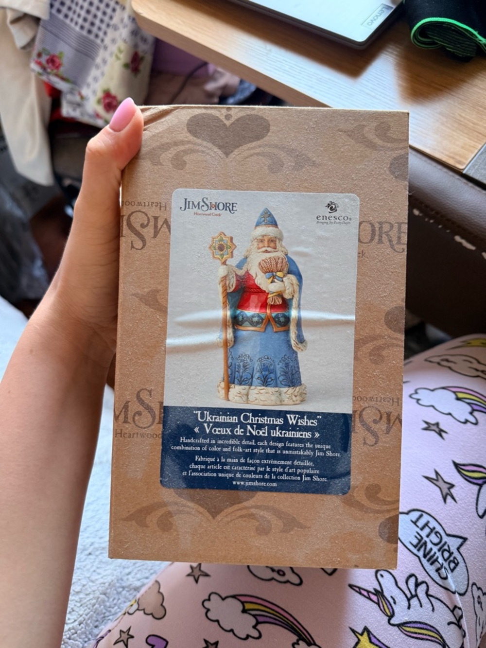 Jim Shore Santa Figurine in Blue, Red & Gold